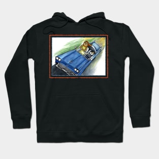 Cats driving in cool retro car Hoodie